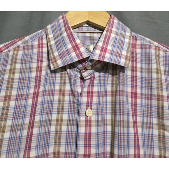 Peter Millar Other - Peter Millar Shirt Mens L Long Sleeve Pink Plaid Cotton Office Dress Casual